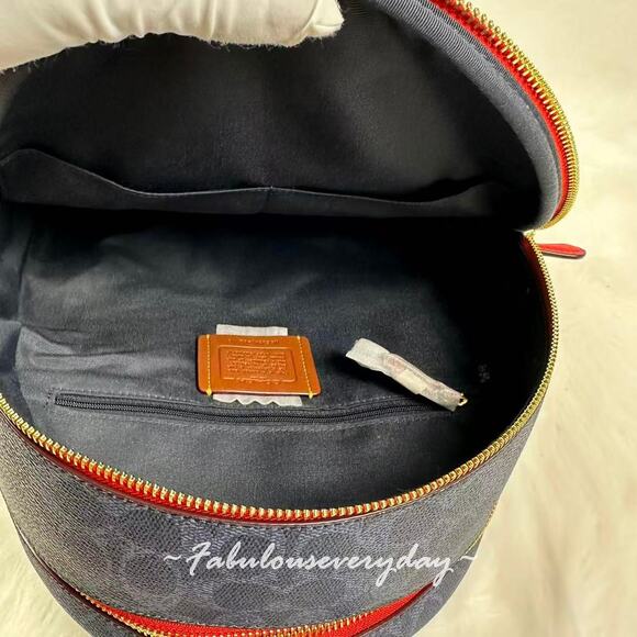 Coach Court Backpack In Signature Canvas CZ176 Denim/Bold Red NWT - Picture 8 of 9